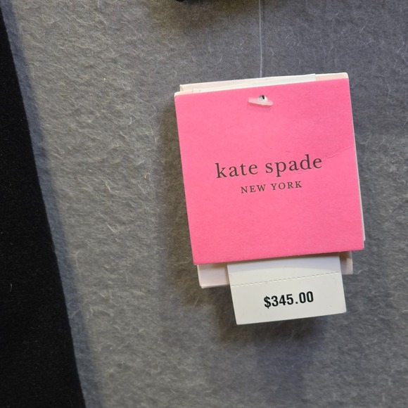 Kate Spade New York Women's Black Wool Blend Faux Fur Collar Coat Size Large NWT - Picture 2 of 16